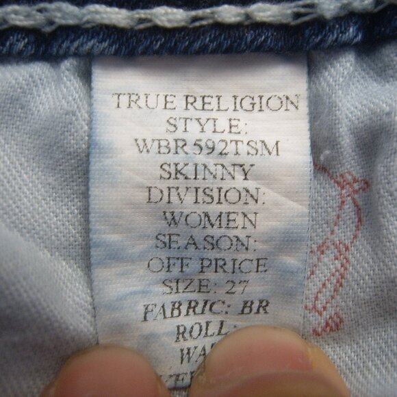 Like New Excellent Condition True Religion Women Jeans sz 27 Sales Sample - Picture 3 of 3
